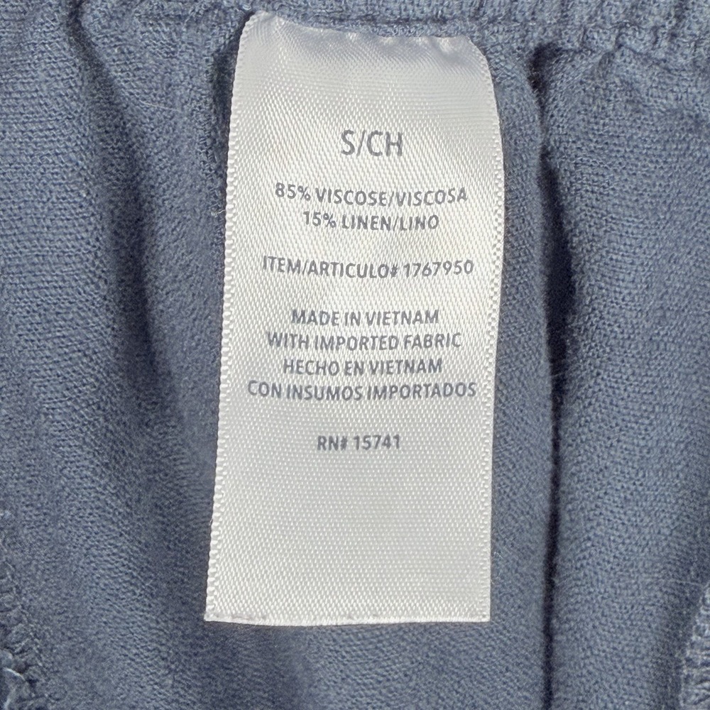 Splendid Crop Linen & Viscose Pants Wide Leg Navy Drawstring Elastic Waist Small - Picture 13 of 14